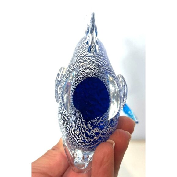 Murano Style Glass Fish Blue Controlled Bubble Vintage Goldfish Koi Sommerso - Picture 6 of 7